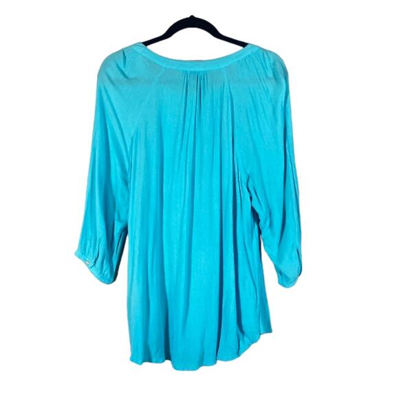 Zac & Rachel Bright Vibrant Blue Button Down Classic Blouse Women Sz L - Picture 2 of 9